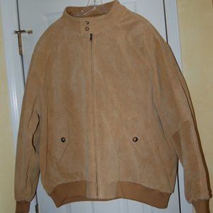 Orvis Soft Leather Light Tan Bomber Jacket Mens XL
